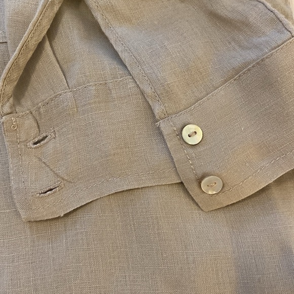 Tahari 100% Linen Taupe Tunic Style Shirt Size L - Picture 5 of 6